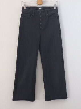 PAIGE Anessa black wide leg jeans button fly size 27